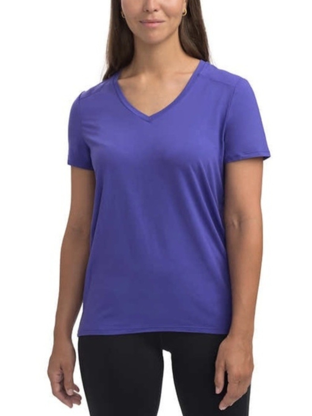 Lolë Purple V-Neck Activewear Short Sleeve T-Shirt Size XL Performance Yoga